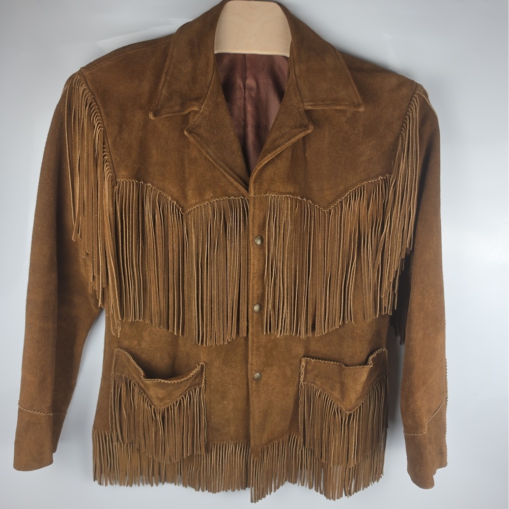Tregos Westwear Size 42 Vintage Fringe Leather Jacket